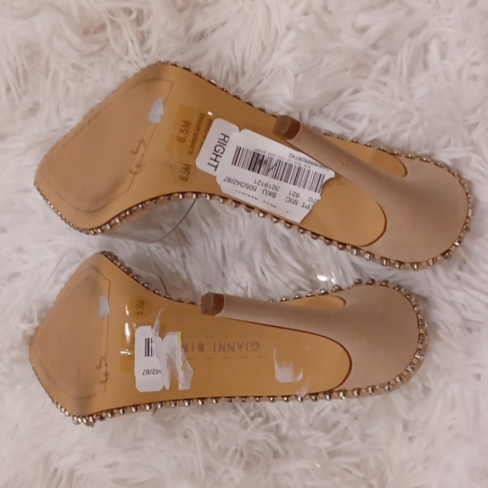 NEW Gianni Binni Clear PVC & Rhinestone Embellishments Strappy High Heels SZ 7 - Picture 9 of 13